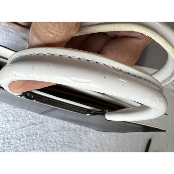 Daniela Moda Black / white Leather Handbag Dual Handles Tote Shoulder Strap NWT - Picture 6 of 16